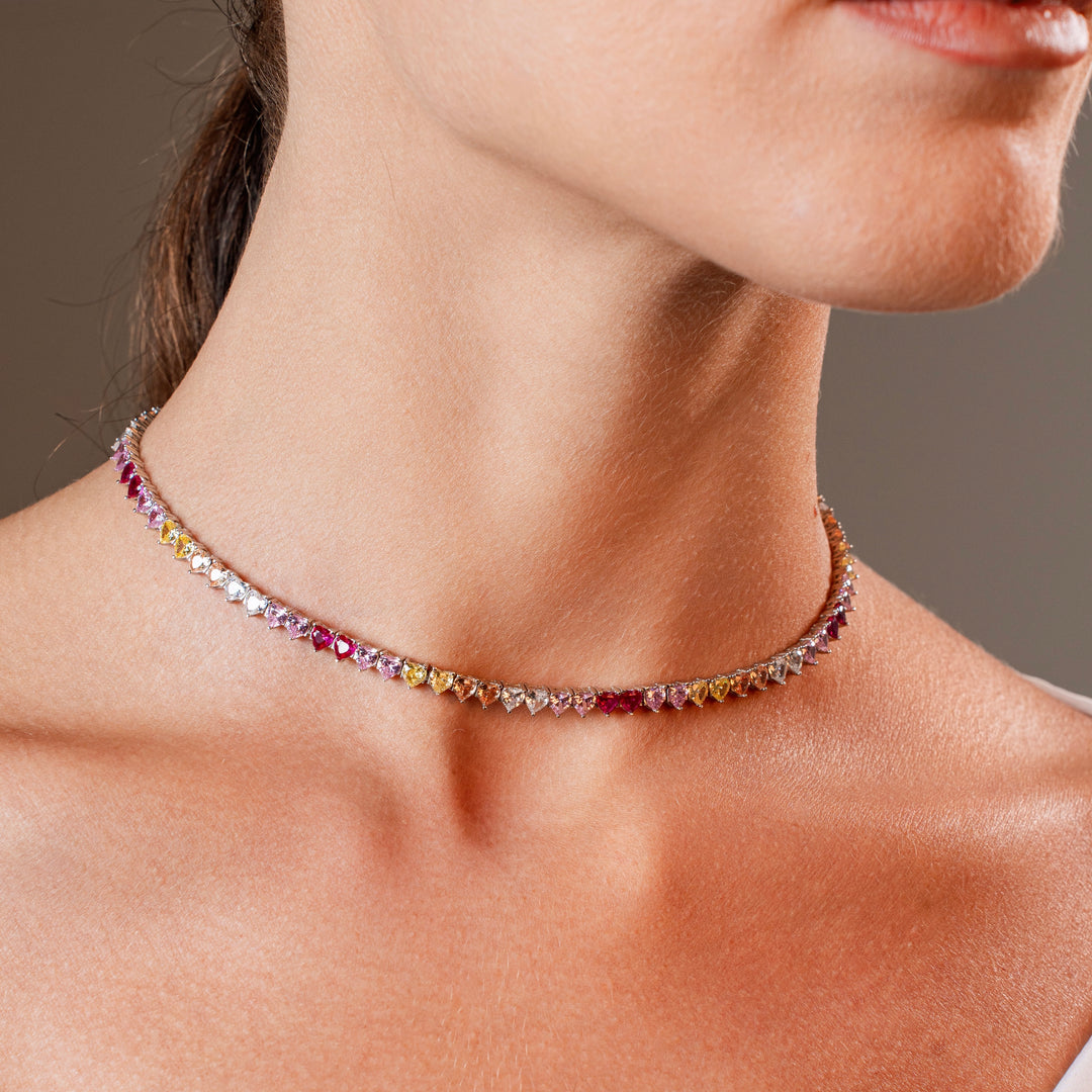 Choker Tennis Cuori Rainbow