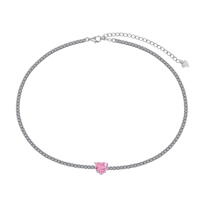 Choker Tennis Cuore Rosa Centrale