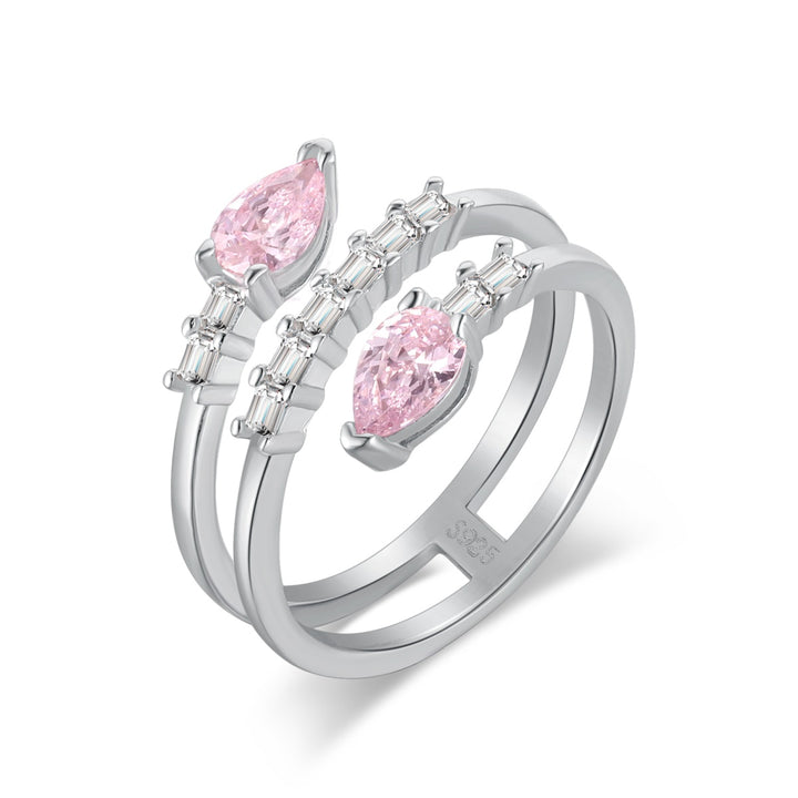 Anello Spirale Gocce Rosa