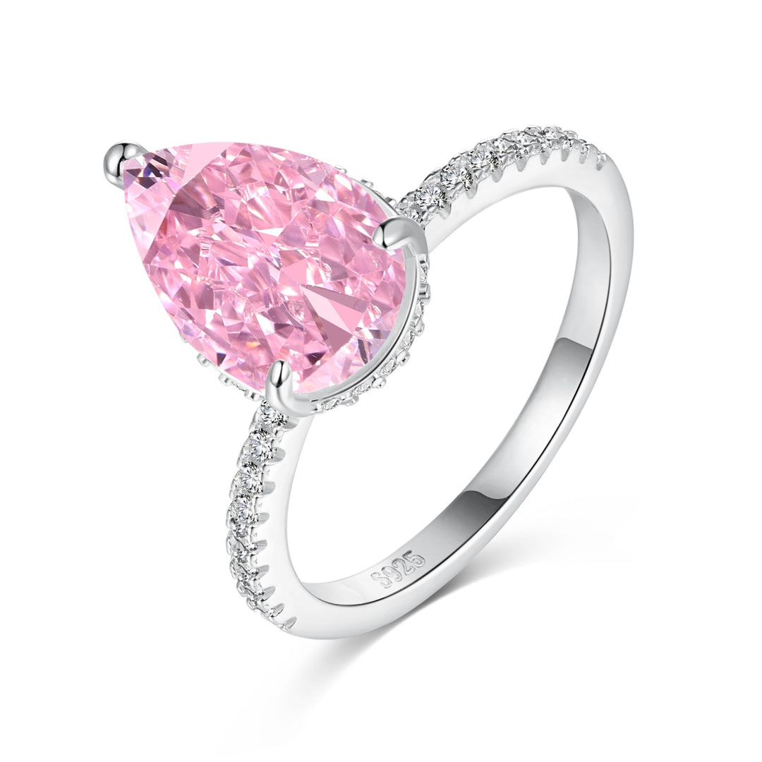 Anello Solitario Goccia Rosa